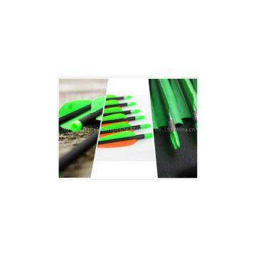 green vane carbon arrow shaft, shooting arrow, archery arrow, hunting arrow, camo surface shaft