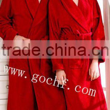 Plush terry towel bathrobe morning gown