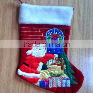 Lovely baby polar fleece christmas socks with logo embroidery