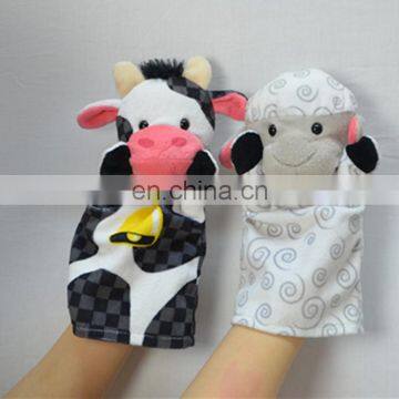 Promotion custom cute soft funny plush animal hand puppet toy for kids