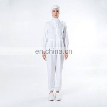 White 100%Polyester Elastic Cuff Food Factory Worker Uniform