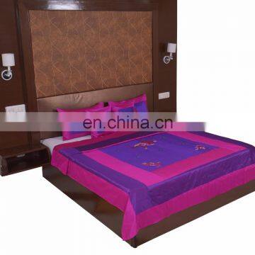 Soundarya high quality poly silk embroidery bed cover set