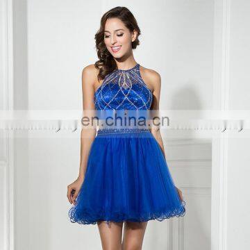 Wholesale Two-Piece Royal Blue Tulle Short Cocktail Dress Cocktail Dresses LX337 photo-3