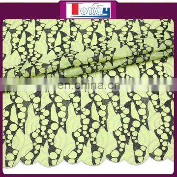 On sale african lemon green organza lace fabric