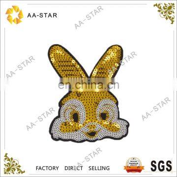 Golden rabbit embroidery pattern iron patch for toddlers