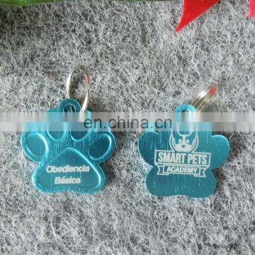 custom aluminium paw shaped with printing logo ID pet tag