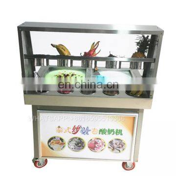 Thailand style double pans roll fry ice cream machine