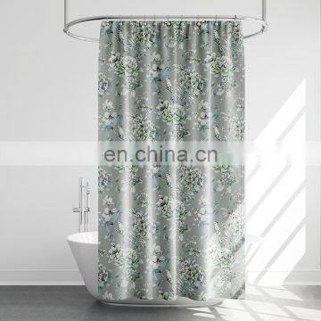 Polyester Digital Printing Blue Flower Shower Curtain For Girl photo-2