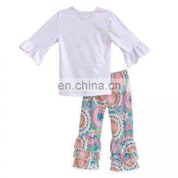 EASTER Day Spring Fall Winter Girls Boutique Outfits White Ruffle Sleeved Tshirt Top 2pc Set photo-6