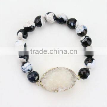 FULL-0329 Cute black black and white bead white druzy bracelet jewelry