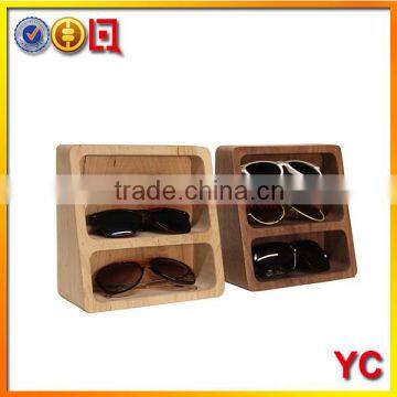 three pocket natural wooden sunglass rack