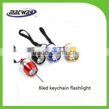 Mini keychain flat 6led flashlight