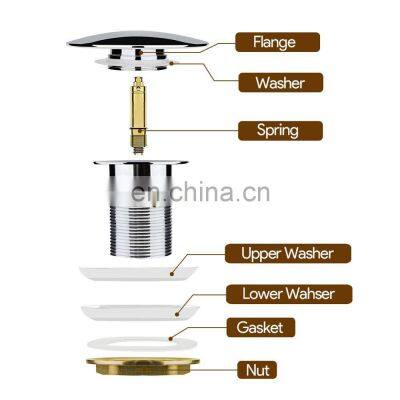 Sliver Brass Chrome Basin Sink Waste Unslotted Modern Click Clack Pop Up Drain Waste photo-4