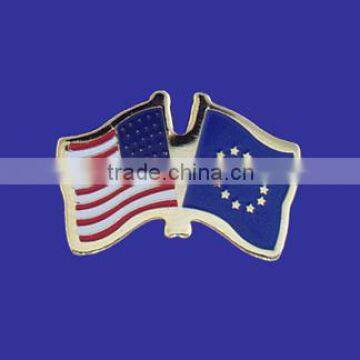 Custom design high quality cloisonne hard enamel filled USA European Union World Flag Lapel Pin