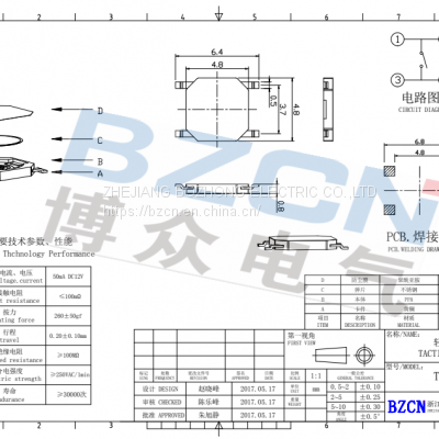 BZCN 5*5 TS-C003 Factory Direct Sale High Performance Tact Switches photo-3