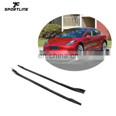 JCSPORTLINE Carbon Fiber Car Side Skirts for Tesla Model 3 Sedan 4-Door