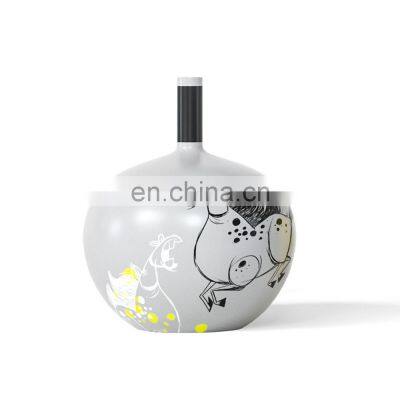 Modern Unique Desigh Decal Painting Living Room Decoration Porcelain White Ceramic Flower Vase For Table Decor