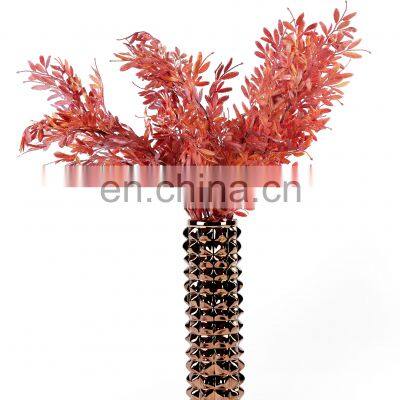 Golden Dubai Style Light Luxury Flower Arrangement Golden Porcelain Ceramic Vase For Table Decoration photo-2