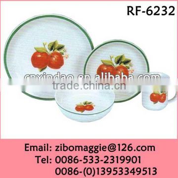 Zibo Made Fruit Print Ceramic Promtoion Dinnerware for Oversized Dinner Set