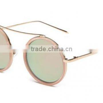 UV 400 Women Ladies Female Fashionable Reflective Black Full Metal Frame Round Lens Sunglasses photo-4
