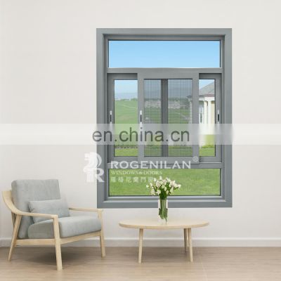 ROGENILAN 120 series thermal break aluminium frame sliding glass window with mosquito net