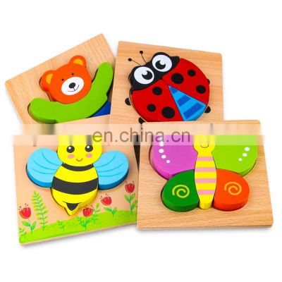 Bright Vibrant Color Wooden Puzzles for Toddlers Boys & Girls Educational Toys Gift with Cutes Patterns