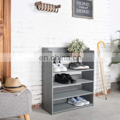 5-Tier Dark Gray Wood Entryway Shoe Storage Rack