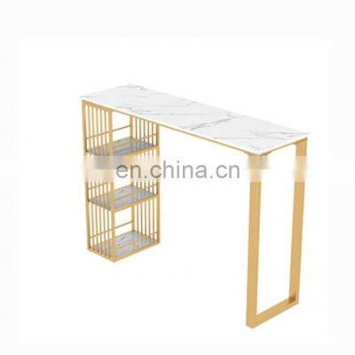 Modern custom dairy cafe bistro with gold metal high bar table