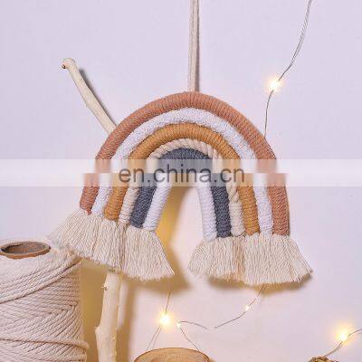 Fashion Wall Murals Woven Macrame Rain Bow Wall Hangings Tassel Decoration Rain Bow Tapestry For Modern Home Decor Deco Maison photo-2