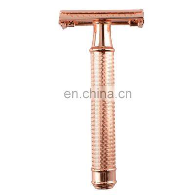 Pirate Label Non-slip Rose Gold Metal Handle Double Edge Safety Razor