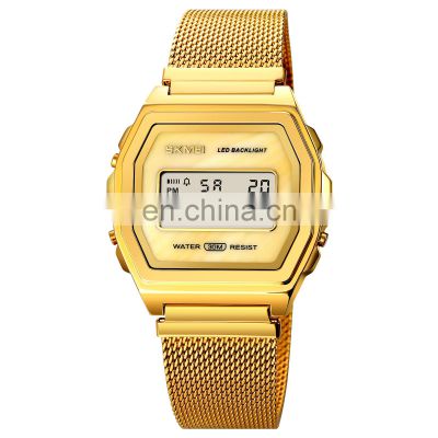 Mesh strap men wristwatch Skmei 1806 support custom logo 30m waterproof stainless steel men digital watch