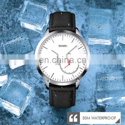 OEM Custom Logo Men Wristwatch Brand Skmei 1510 Japan Movement Waterproof Genuine Black Leather Quartz Watch