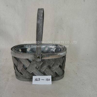 China Manufacturer Flower wood chip basket with handle