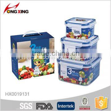 3 pcs Square Plastic Food Storage Set with color box