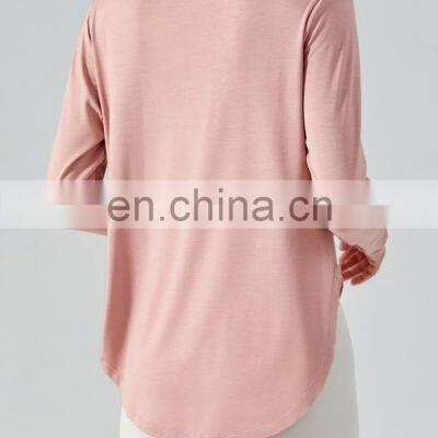 Autumn New Light Weight Soft Women Fitness T-Shirts Women Long Sleeve Running Loose Workout Wear Gym Top photo-5