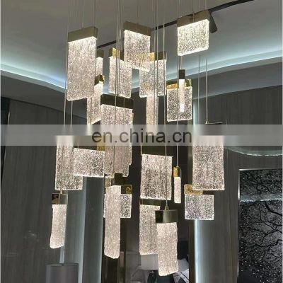 Luxury Long Glass Chandelier Pendant Lights Fancy Home Modern Lamp Project Villa Staircase High Ceiling Lighting