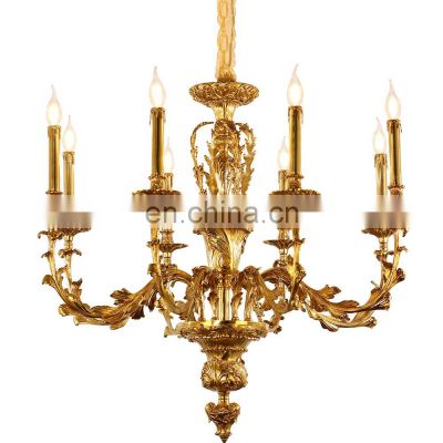 Antique vintage hanging light classic lighting foyer french brass chandelier