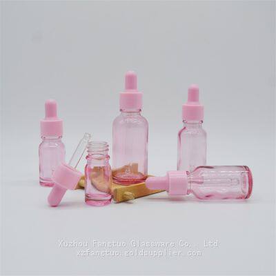 5-100ml dropper bottle empty glass bottles pink color with plastic screw collar pink nipple