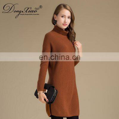 Inner Mongolia Ordos Women's 100% Pure Cashmere High Neck Sweater Dress photo-6