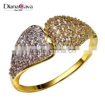 Double Heart Shape Lover Gift 18K Gold and Rhodium Plated Marriage Proposal Ring