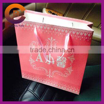 Pink printed garments t-shirt cheap made unique paper bag