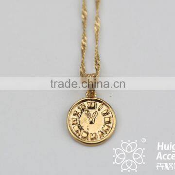 2015 new arrival charm necklace with round time clock pendant necklace cheap unique fashion jewelry for wholesale