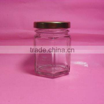 80ml.120ml,200ml,210ml,290ml,350ml,390ml hexagonal glass jar with lid