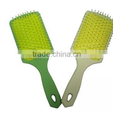 Good quality plastic massage hair brush with rubber finish