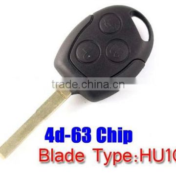 Good quality Ford Focus 3 button Remote control shell With 4d-63 80 bit chip