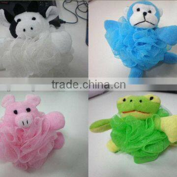 Pumpkin bath ball PE mesh Animal sponge Wash body puff