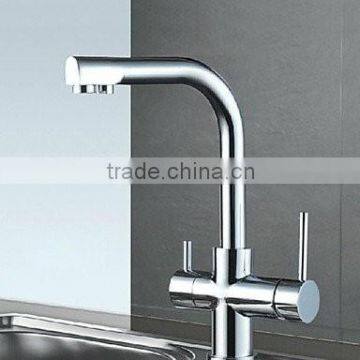 Dual Handle Chrome 3 Way Kitchen Mixer Faucet