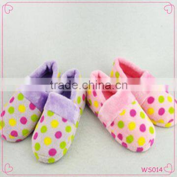 Candy color wool opening high-grade slippers winter warm slippers dots cotton slippers