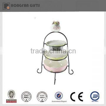 Colorful ceramic Easter rabbit shelf