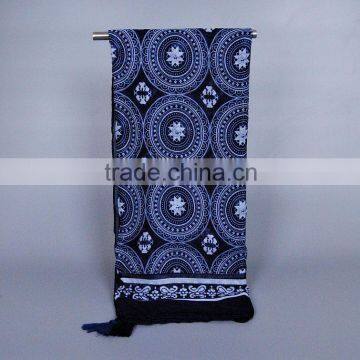 Wholesale Black Flower Printing Muslim Women Head Scarf With Tassels photo-2